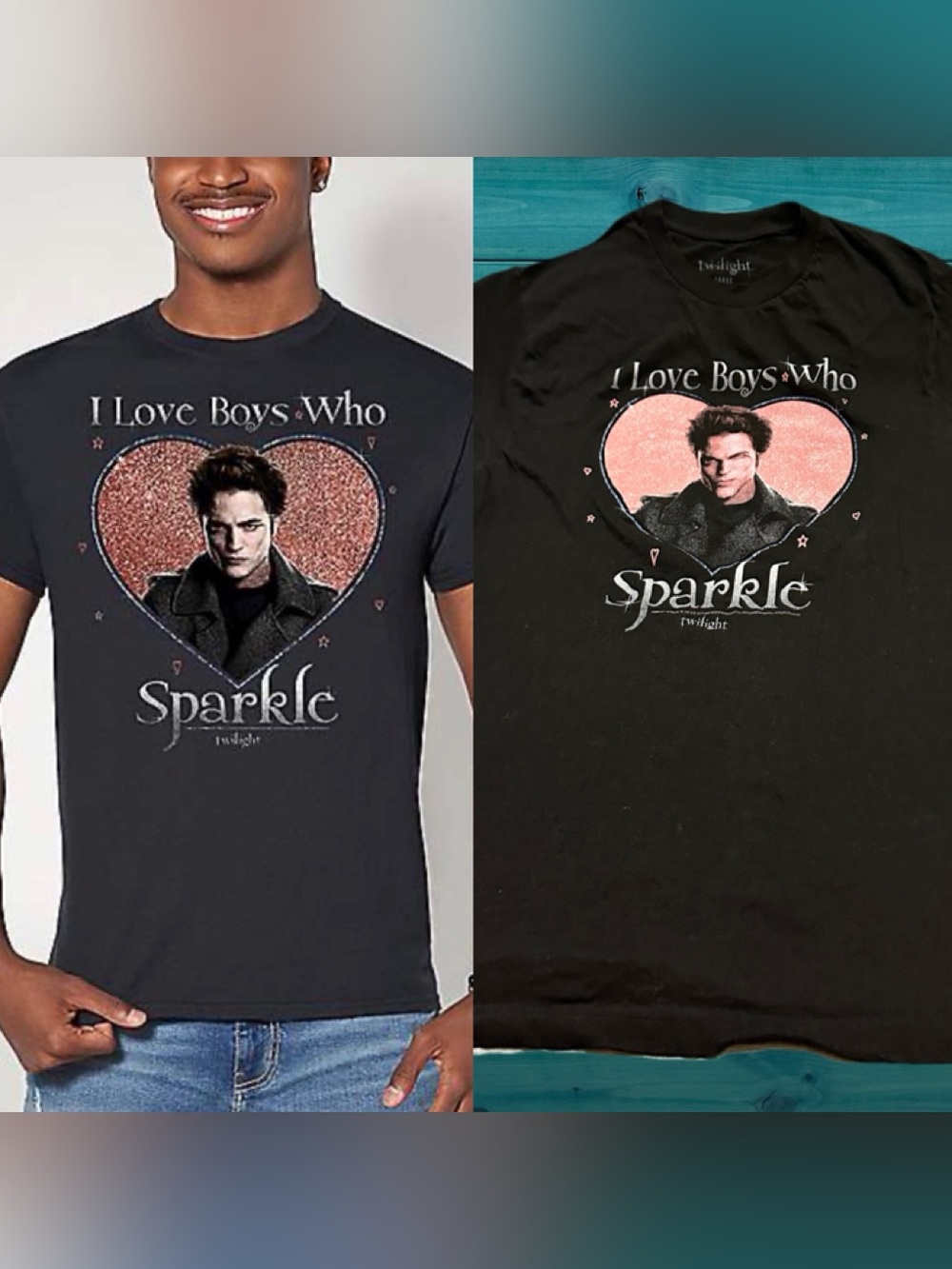 Twilight Black 'I Love Boys Who Sparkle' Graphic Tee - L